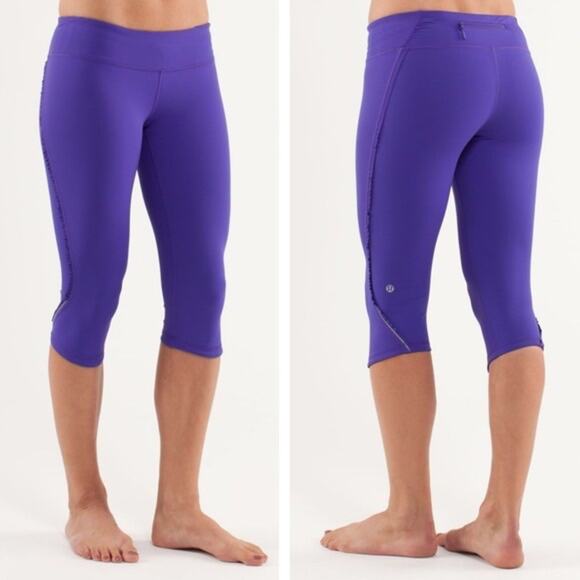 Lululemon Run Fast And Free Crop Ruffle Leggings Size 6 - Picture 1 of 13